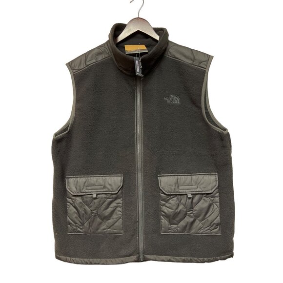 The North Face Royal Arch Men's Vest Fleece Black Grey Full Zip Size XL NEW - Picture 1 of 11